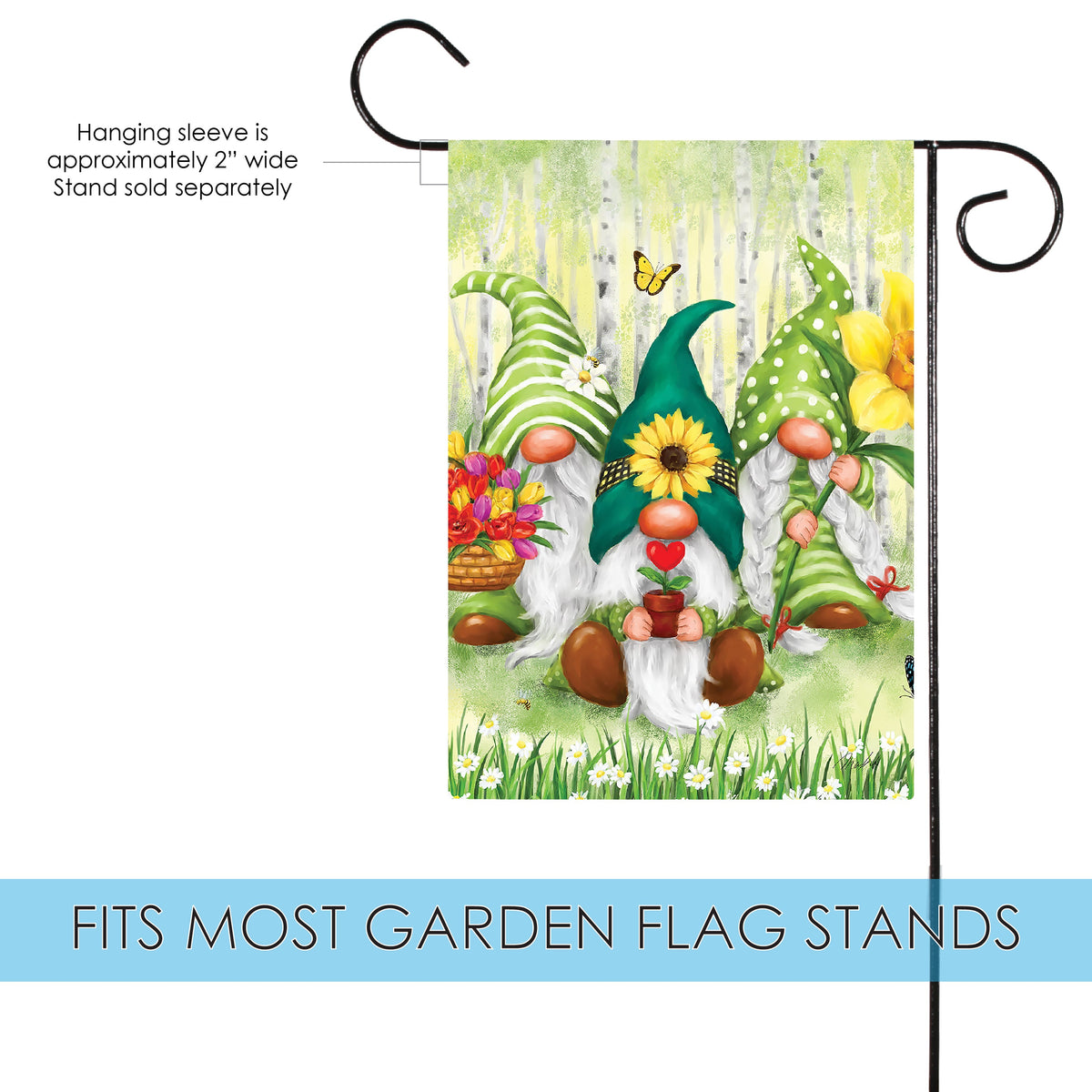 Gardening Gnomes Double Sided Spring Flag