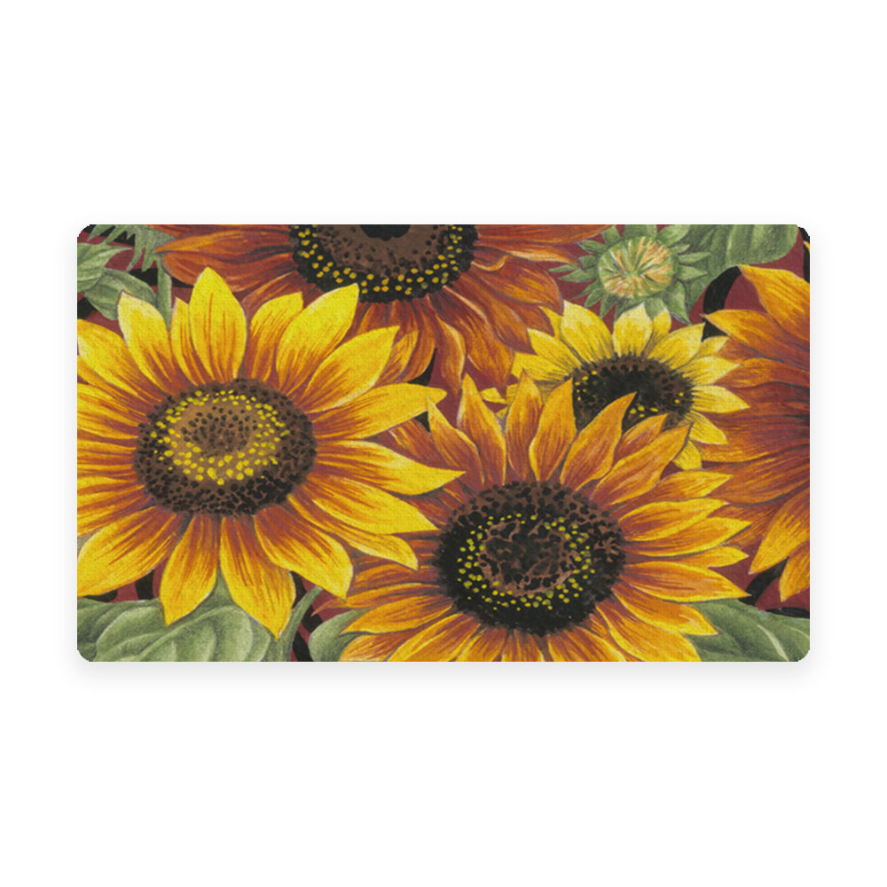 Yellow Sunflowers On A Blue Background Welcome Outdoor Door Mat